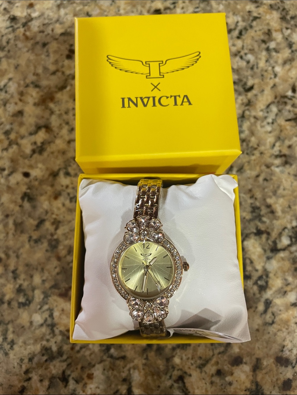 Invicta Women’s Gold Crystal Accent Bracelet Watch